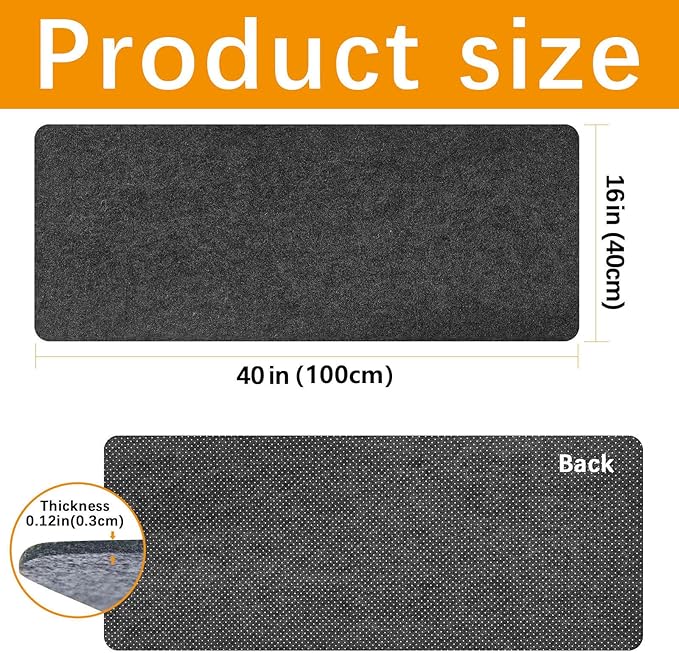2 PCS Large Felt Desk mat, 40''x16'' with Non - Slip Full Desk Mouse Pad,Office Computer Desk for Keyboard Mat,Felt Desk Mat for Desk Pad Protector（100x40cm） | Mouse Pads - TrueDesk