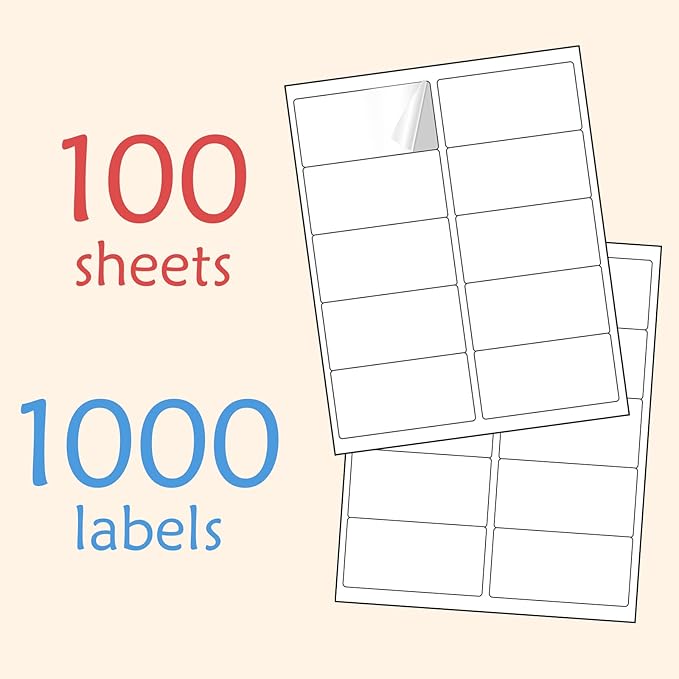 2” x 4” (1000 Labels) Shipping Mailing Labels, BESTIKER Printable White Sticker Label for Laser Inkjet Printer, Permanent Adhesive Mailing Address Labels for Packages Envelopes (100 Sheets) | Laser Inkjet Printer Labels - TrueDesk