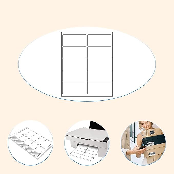 2” x 4” (300 Labels) Shipping Mailing Labels, Printable White Sticker Label for Laser Inkjet Printer, Permanent Adhesive Mailing Address Labels for Packages Envelopes (30 Sheets) | Laser Inkjet Printer Labels - TrueDesk