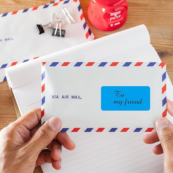 2" x 4" Colored Address Labels, 200 Bright Blue Label Stickers - Laser/Ink Jet Printer Mailing Labels, 8.5"x11" 20 per Sheet | Laser Inkjet Printer Labels - TrueDesk