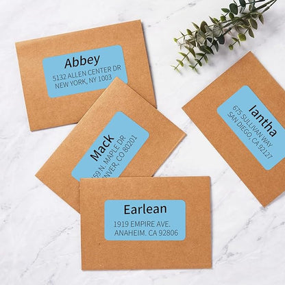 2" x 4" Colored Address Labels, 200 Bright Lake Blue Label Stickers - Laser/Ink Jet Printer Mailing Labels, 8.5"x11" 20 per Sheet | Laser Inkjet Printer Labels - TrueDesk