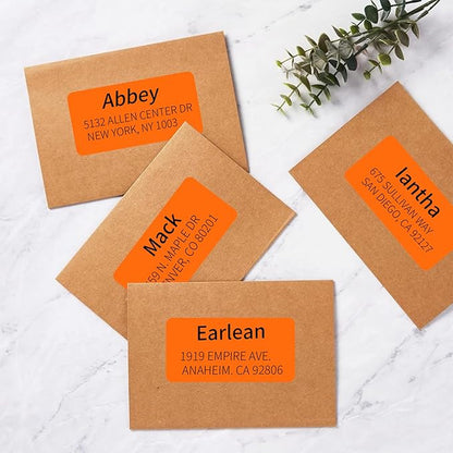 2" x 4" Colored Address Labels, 200 Bright Orange Label Stickers - Laser/Ink Jet Printer Mailing Labels, 8.5"x11" 20 per Sheet | Laser Inkjet Printer Labels - TrueDesk