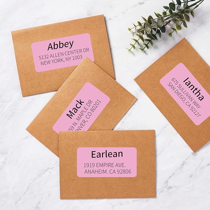2" x 4" Colored Address Labels, 200 Bright Pink Label Stickers - Laser/Ink Jet Printer Mailing Labels, 8.5"x11" 20 per Sheet | Laser Inkjet Printer Labels - TrueDesk