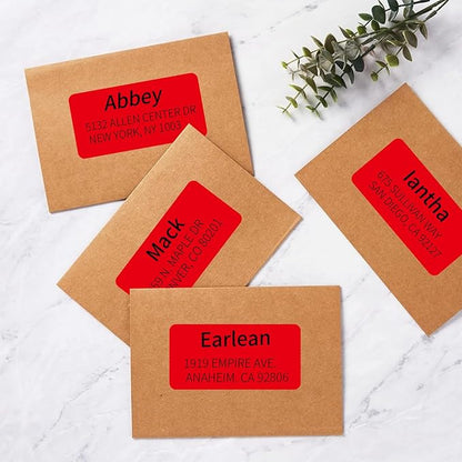 2" x 4" Colored Address Labels, 200 Bright Red Label Stickers - Laser/Ink Jet Printer Mailing Labels, 8.5"x11" 20 per Sheet | Laser Inkjet Printer Labels - TrueDesk