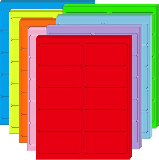 2" x 4" Colored Labels Stickers 8 Colors Bright Moving Labels for Boxs 32 Sheets,320 Labels for Laser/Inkjet Printer, Permanent Adhesive | General - TrueDesk