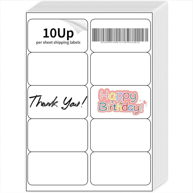 2" x 4" Mailing Labels 500 Labels, 50 Sheets Shipping Labels Printable White Sticker Labels for Laser/Inkjet Printer, Permanent Adhesive Address Labels,10 Labels per Sheet | Laser Inkjet Printer Labels - TrueDesk