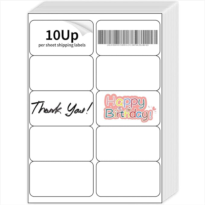 2" x 4" Mailing Labels,2000 Sheets Shipping Labels Printable White Sticker Labels for Laser/Inkjet Printer,Permanent Adhesive Address Labels,10 Labels per Sheet | Laser Inkjet Printer Labels - TrueDesk