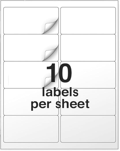 2" x 4" Shipping Address Labels for Laser Inkjet Printer, Mailing Label White for Package or Envelope, Printable Label Sheet 5163 8163 (50 Sheets 500 Labels) | Laser Inkjet Printer Labels - TrueDesk