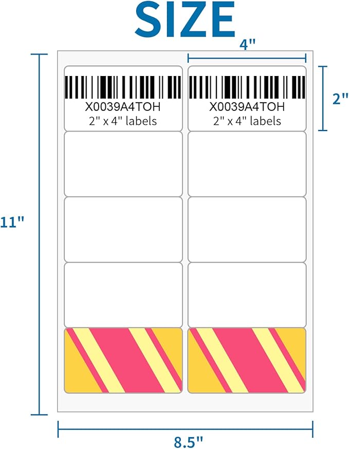 2” x 4” Shipping Labels 5000 Address Labels Printable, White Sticker Label Sheets for Laser Inkjet Printers (10 Labels/Sheet, 500 Sheets) | Laser Inkjet Printer Labels - TrueDesk