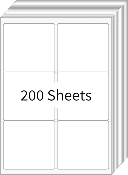 [200 Sheets 1200 Labels] Shipping Labels 3 1/3"x4" Printable White 6 up Labels for Laser/Inkjet Printers, Mailing FBA Address Label Sticker Paper - Permanent Adhesive Label Blank | Laser Inkjet Printer Labels - TrueDesk