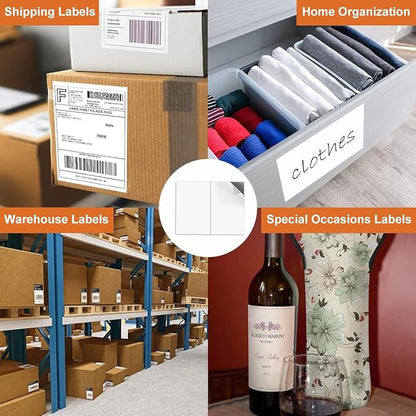 2000 Half Sheet Self Adhesive Shipping Labels for Laser Inkjet Pinters, 8.5 x 5.5 inches (1000 Sheets, 2000 Labels) | Laser Inkjet Printer Labels - TrueDesk