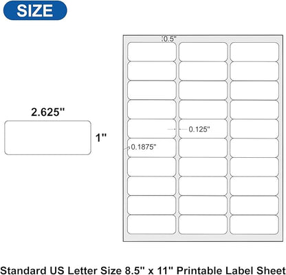[2000 Sheets] 1” X 2 - 5/8” Printable Address Labels 60000 Mailing Label for Envelopes 30 - up Labels White, 5160 8160 Label Sheet for Laser Inkjet Printer | Laser Inkjet Printer Labels - TrueDesk