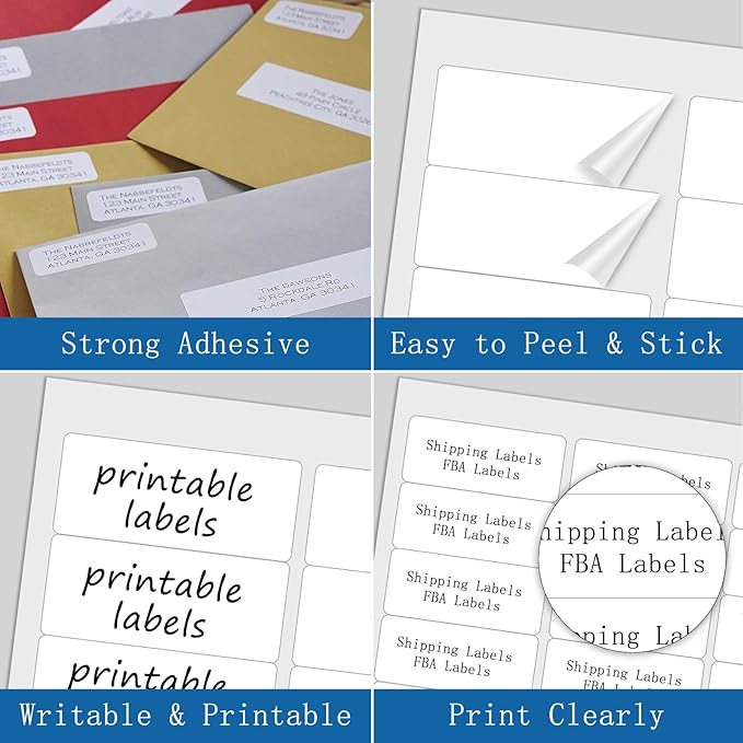 [2000 Sheets 60000 Labels] BESTIKER Address Labels 1” x 2 - 5/8” Shipping Mailing Labels 30 per Page Printable FBA Barcode Label, Laser & Inkjet Printer Labels 30up White | Laser Inkjet Printer Labels - TrueDesk