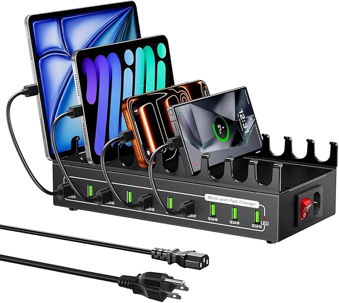 200W USB Charging Station for Multiple Devices, 10 Ports USB Fast Charger Station,Desktop Multi Charging Station Hub Compatible with Samsung/iPhone/iPad/Google Pixel/Tablets and Other USB Electronics | Charging Stations - TrueDesk