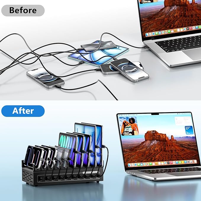 200W USB Charging Station for Multiple Devices, 10 Ports USB Fast Charger Station,Desktop Multi Charging Station Hub Compatible with Samsung/iPhone/iPad/Google Pixel/Tablets and Other USB Electronics | Charging Stations - TrueDesk