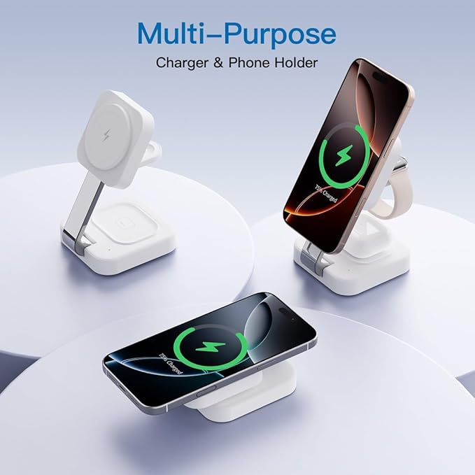 2026 Traveling Wireless Magnetic Fast Charging Station,3 in 1 Charger with i Phone 17 16 15 14 13 12 Pro Max Plus,Apple Watch Series & Air pod 4 3 2 Pro - Gifts for Wife & Husband(Rose Red) | Wireless Chargers - TrueDesk