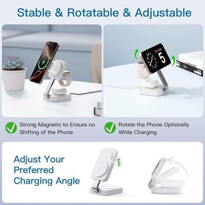 2026 Traveling Wireless Magnetic Fast Charging Station,3 in 1 Charger with i Phone 17 16 15 14 13 12 Pro Max Plus,Apple Watch Series & Air pod 4 3 2 Pro - Gifts for Wife & Husband(Rose Red) | Wireless Chargers - TrueDesk