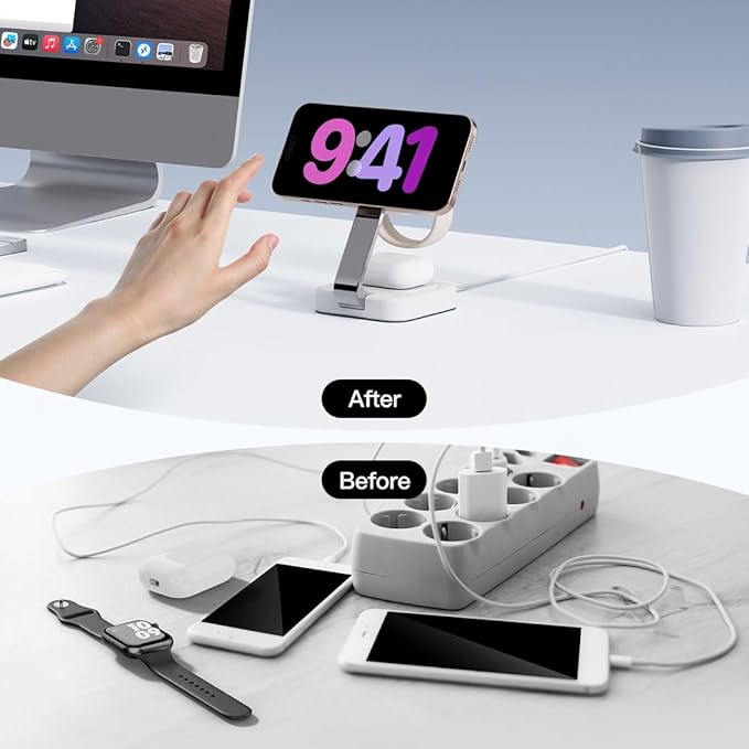 2026 Traveling Wireless Magnetic Fast Charging Station,3 in 1 Charger with i Phone 17 16 15 14 13 12 Pro Max Plus,Apple Watch Series & Air pod 4 3 2 Pro - Gifts for Wife & Husband(Rose Red) | Wireless Chargers - TrueDesk