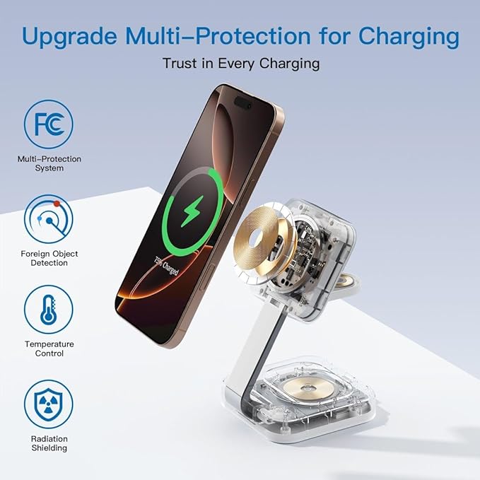 2026 Traveling Wireless Magnetic Fast Charging Station,3 in 1 Charger with i Phone 17 16 15 14 13 12 Pro Max Plus,Apple Watch Series & Air pod 4 3 2 Pro - Gifts for Wife & Husband(Rose Red) | Wireless Chargers - TrueDesk