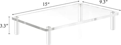 YestBuy Acrylic Monitor Stand Riser, Clear Computer Stand for Laptop, iMac, Pc, Printer, Desktop Ergonomic, Desk Riser Work from Home Accessories Office Supplies Platform Save Space