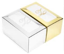 AH AMERICAN HOMESTEAD Disposable Hand Towels for Bathroom 50 Count - Guest Bathroom Essentials -Bathroom Paper Towels - Monogrammed Disposable Napkins - Wedding Napkins in Paper Towel Tray (Gold, B)