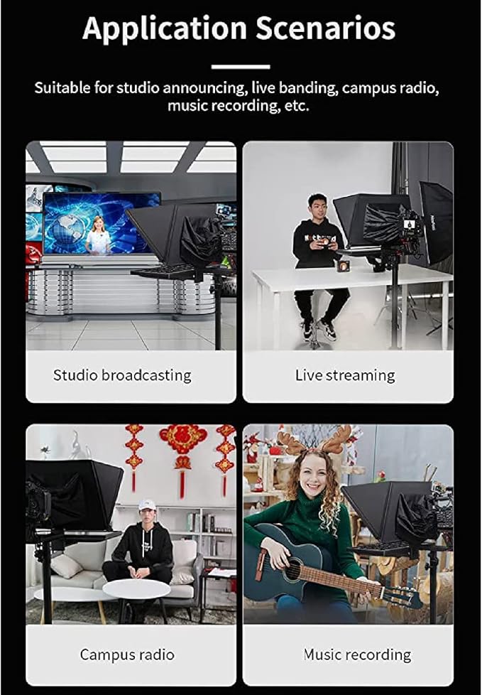 22 Inch Large Teleprompter for Computer Laptop, Professional Video Camera Tablet Prompter with Beamsplitter Glass & Aluminum Carry Case, for TIK Tok Live Short Videos Speech | Teleprompters - TrueDesk