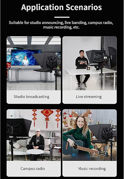22 Inch Large Teleprompter for Computer Laptop, Professional Video Camera Tablet Prompter with Beamsplitter Glass & Aluminum Carry Case, for TIK Tok Live Short Videos Speech | Teleprompters - TrueDesk