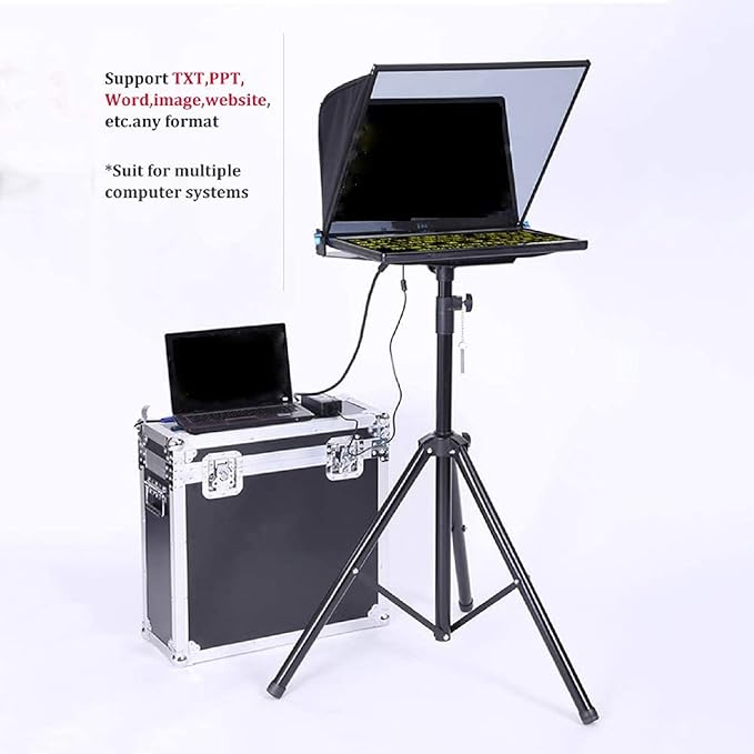 22 Inch Large Teleprompter for Computer Laptop, Professional Video Camera Tablet Prompter with Beamsplitter Glass & Aluminum Carry Case, for TIK Tok Live Short Videos Speech | Teleprompters - TrueDesk