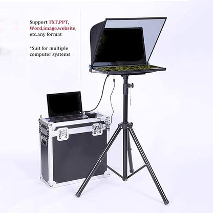 22 Inch Large Teleprompter for Computer Laptop, Professional Video Camera Tablet Prompter with Beamsplitter Glass & Aluminum Carry Case, for TIK Tok Live Short Videos Speech | Teleprompters - TrueDesk