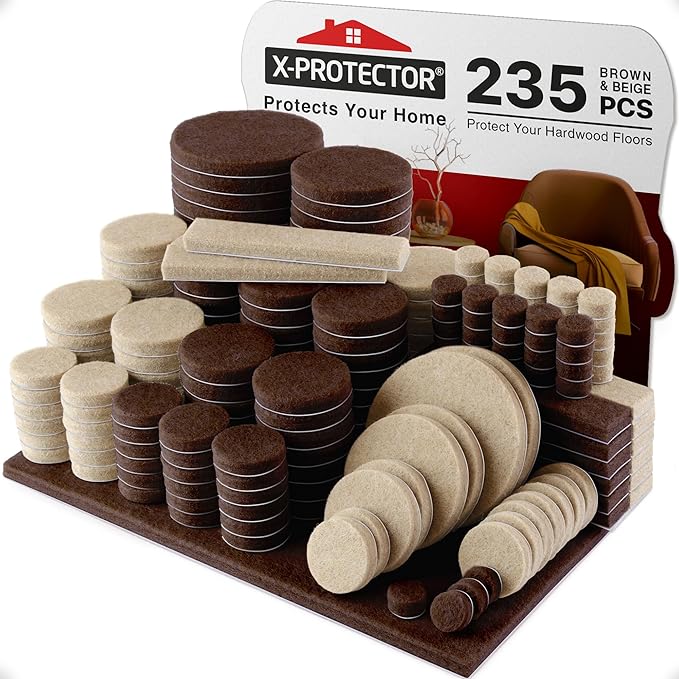 235 pcs Felt Furniture Pads Brown & Beige X - Protector! Huge Quantity of Furniture Pads for Hardwood Floors – Your Ideal Wood Floor Protectors for Furniture. Protect Any Type of Hard Floor! | Furniture Pads - TrueDesk