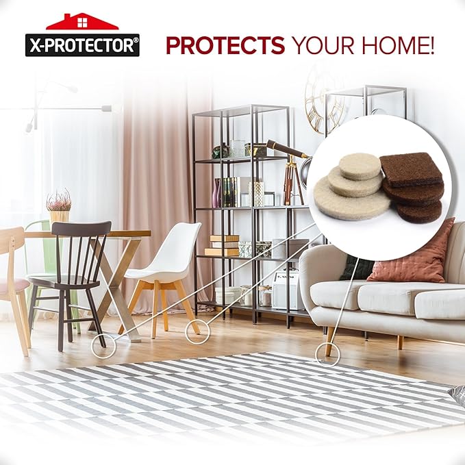 235 pcs Felt Furniture Pads Brown & Beige X - Protector! Huge Quantity of Furniture Pads for Hardwood Floors – Your Ideal Wood Floor Protectors for Furniture. Protect Any Type of Hard Floor! | Furniture Pads - TrueDesk
