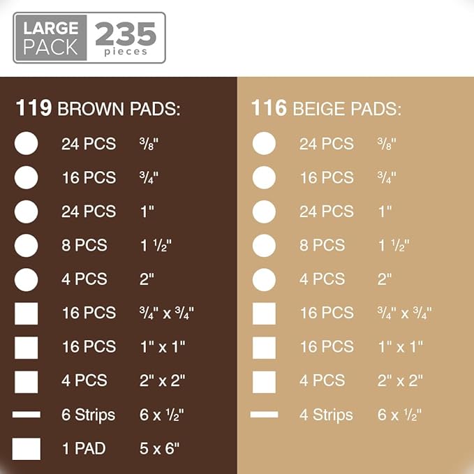 235 pcs Felt Furniture Pads Brown & Beige X - Protector! Huge Quantity of Furniture Pads for Hardwood Floors – Your Ideal Wood Floor Protectors for Furniture. Protect Any Type of Hard Floor! | Furniture Pads - TrueDesk