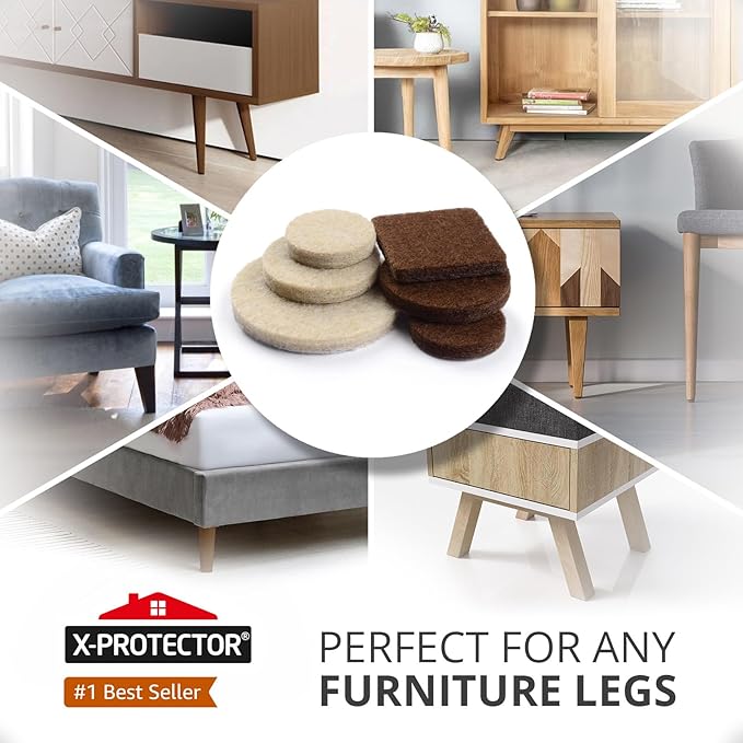 235 pcs Felt Furniture Pads Brown & Beige X - Protector! Huge Quantity of Furniture Pads for Hardwood Floors – Your Ideal Wood Floor Protectors for Furniture. Protect Any Type of Hard Floor! | Furniture Pads - TrueDesk