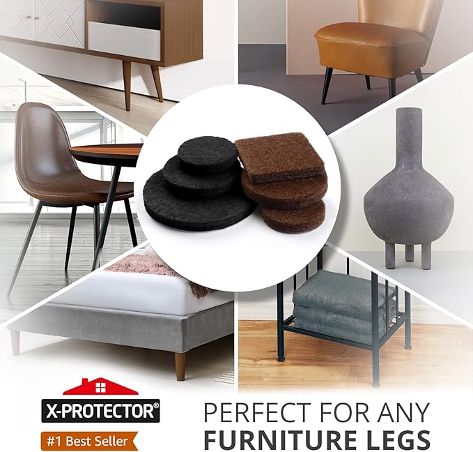 235 pcs Felt Furniture Pads Brown & Black X - Protector! Huge Quantity of Furniture Pads for Hardwood Floors – Your Ideal Wood Floor Protectors for Furniture. Protect Any Type of Hard Floor! | Furniture Pads - TrueDesk