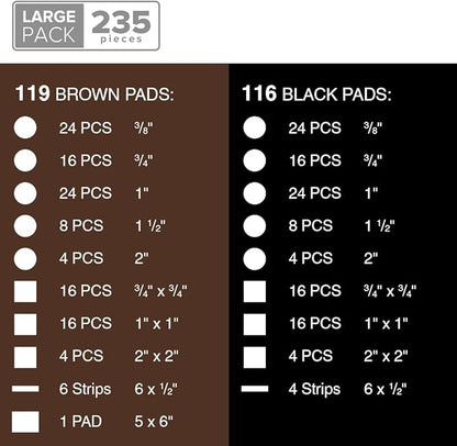 235 pcs Felt Furniture Pads Brown & Black X - Protector! Huge Quantity of Furniture Pads for Hardwood Floors – Your Ideal Wood Floor Protectors for Furniture. Protect Any Type of Hard Floor! | Furniture Pads - TrueDesk