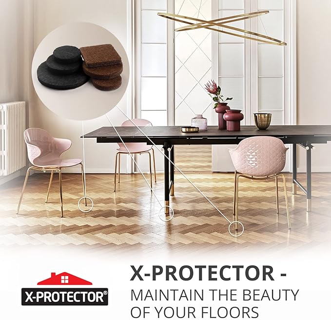 235 pcs Felt Furniture Pads Brown & Black X - Protector! Huge Quantity of Furniture Pads for Hardwood Floors – Your Ideal Wood Floor Protectors for Furniture. Protect Any Type of Hard Floor! | Furniture Pads - TrueDesk