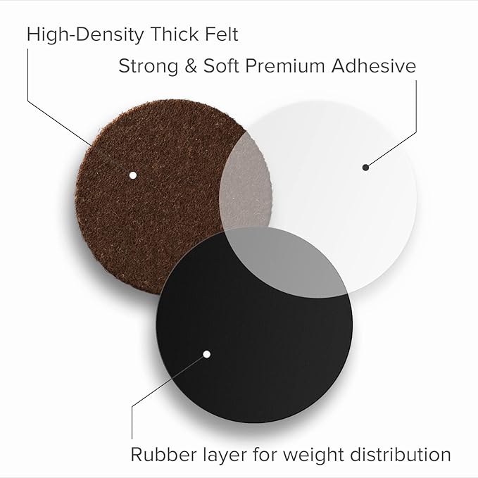 24 Heavy - Duty Felt Furniture Pads 1.5” 1/4” Thick X - Protector! Round Felt Pads for Furniture Feet - The Best Felt Floor Protectors for Furniture to Prevent Scratches. Protect Your Hard Floor! (Brown) | Furniture Pads - TrueDesk