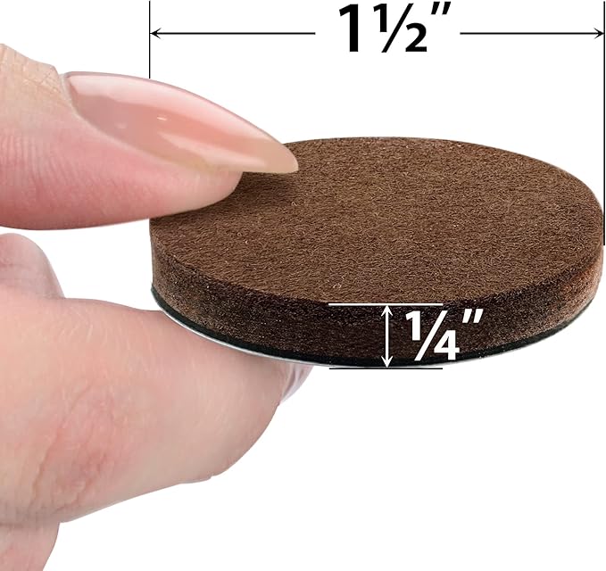 24 Heavy - Duty Felt Furniture Pads 1.5” 1/4” Thick X - Protector! Round Felt Pads for Furniture Feet - The Best Felt Floor Protectors for Furniture to Prevent Scratches. Protect Your Hard Floor! (Brown) | Furniture Pads - TrueDesk