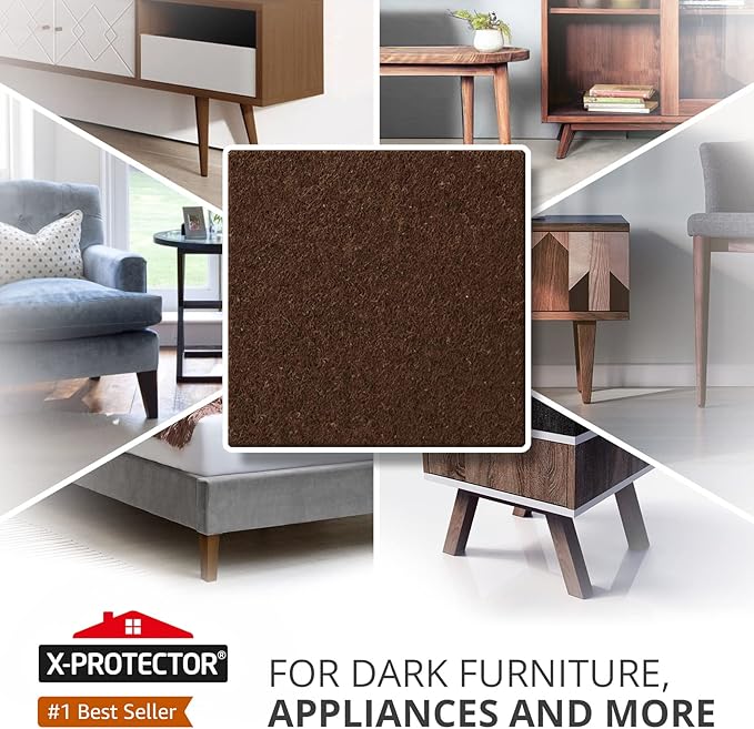 24 Heavy - Duty Felt Furniture Pads 1.5” 1/4” Thick X - Protector! Square Felt Pads for Furniture Feet - The Best Felt Floor Protectors for Furniture to Prevent Scratches. Protect Your Hard Floor! (Brown) | Furniture Pads - TrueDesk