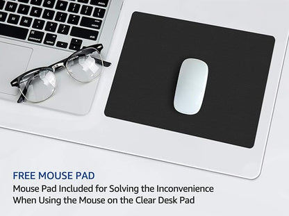 24 X 48 Inch Clear Desk Pad Protector Transparent Desk Mats Blotter on Top of Desks for Laptop Computer Keyboard PVC Vinyl Desktop Writing Mat Cover With Mouse Pad Non - slip Waterproof Wipeable Plastic | Desk Pads Blotters - TrueDesk