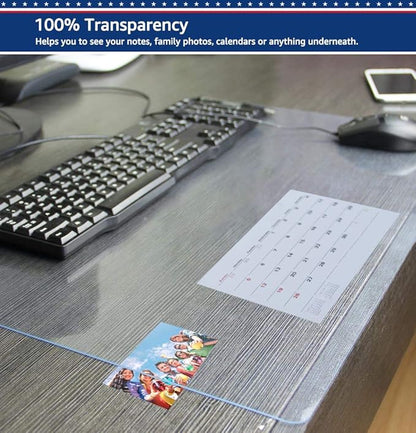 24 X 48 Inch Clear Desk Pad Protector Transparent Desk Mats Blotter on Top of Desks for Laptop Computer Keyboard PVC Vinyl Desktop Writing Mat Cover With Mouse Pad Non - slip Waterproof Wipeable Plastic | Desk Pads Blotters - TrueDesk