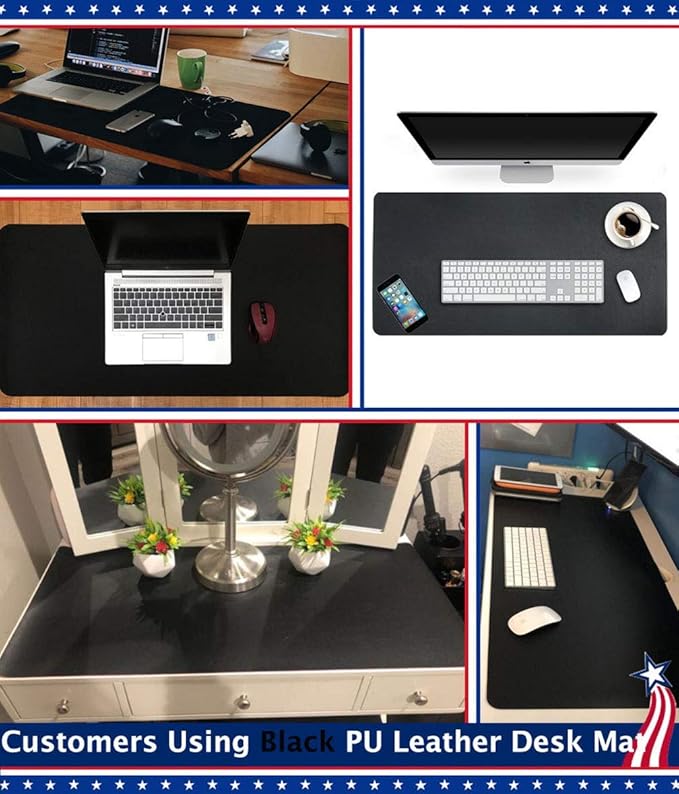 24 X 48 Inch Desk Blotter Pad on Top of Desks Waterproof PU Leather Mouse Pad Desk Writing Mat For Home Office Large Laptop Computer Gaming Under Keyboard Pad Desk Accessories for Women Men Kids Black | Desk Pads Blotters - TrueDesk