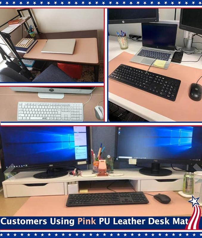 24 X 60 Inch XL Desk Mat Desktop Protector Non - Slip PU Leather Desk Pad Blotter Laptop Computer Gaming Keyboard Mouse Pad Writing Mat Desk Cover for Women Men Kids Girls Rctangular Waterproof Black | Desk Pads Blotters - TrueDesk