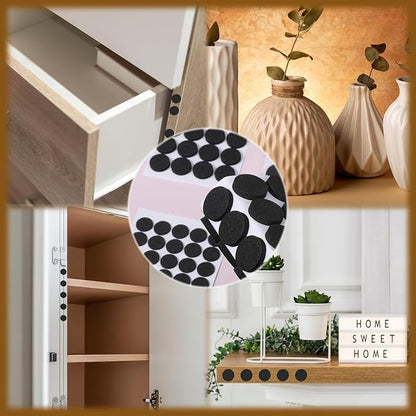 240 Pcs Mini Foam Felt Pads Small, Felt Dots Furniture Pads 3/8 Inches Self Stick Pad Furniture Pad Self Adhesive EVA Foam Dot Circles for Cabinet Doors Desks Drawers Floor (Black) | Furniture Pads - TrueDesk
