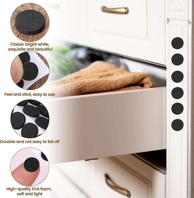 240 Pcs Mini Foam Felt Pads Small, Felt Dots Furniture Pads 3/8 Inches Self Stick Pad Furniture Pad Self Adhesive EVA Foam Dot Circles for Cabinet Doors Desks Drawers Floor (Black) | Furniture Pads - TrueDesk