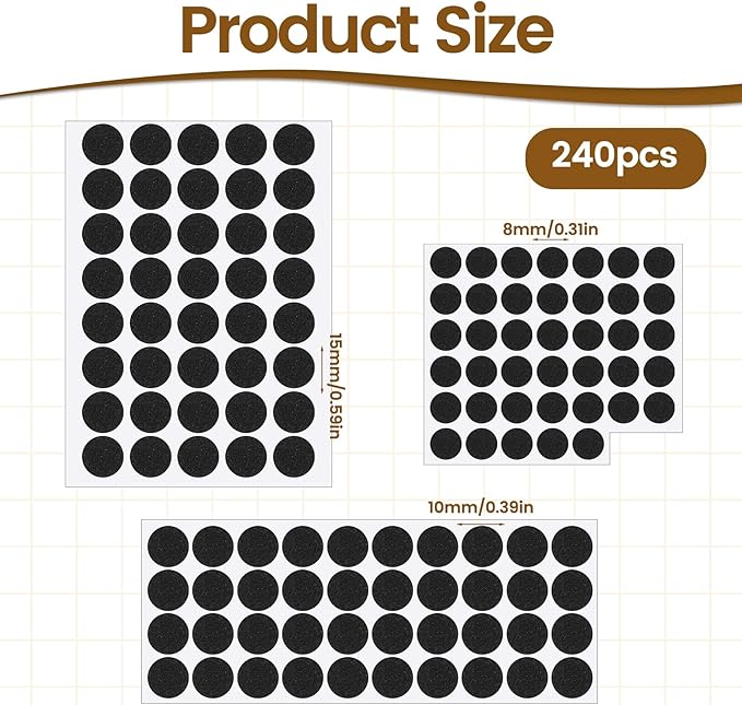 240 Pcs Mini Foam Felt Pads Small, Felt Dots Furniture Pads 3/8 Inches Self Stick Pad Furniture Pad Self Adhesive EVA Foam Dot Circles for Cabinet Doors Desks Drawers Floor (Black) | Furniture Pads - TrueDesk