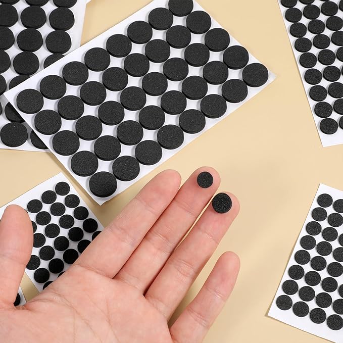 240 Pcs Mini Foam Felt Pads Small, Felt Dots Furniture Pads 3/8 Inches Self Stick Pad Furniture Pad Self Adhesive EVA Foam Dot Circles for Cabinet Doors Desks Drawers Floor (Black) | Furniture Pads - TrueDesk