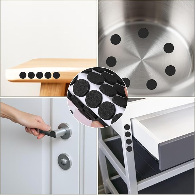 240 Pcs Mini Foam Felt Pads Small, Felt Dots Furniture Pads 3/8 Inches Self Stick Pad Furniture Pad Self Adhesive EVA Foam Dot Circles for Cabinet Doors Desks Drawers Floor (Black) | Furniture Pads - TrueDesk