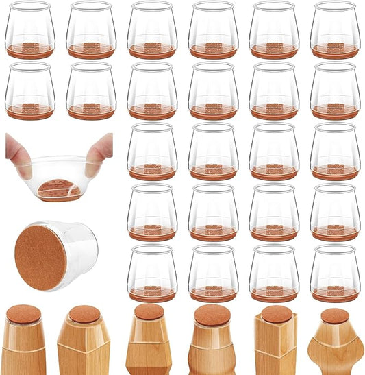 24Pcs Silicone Chair Leg Floor Protectors, Felt Furniture Pads for Hardwood Floors, Rubber Chair Leg Protector for Hardwood Floors, Chair Leg Caps Chair Leg Covers for Wooden Floors(Clear, XSmall) | Furniture Cups - TrueDesk