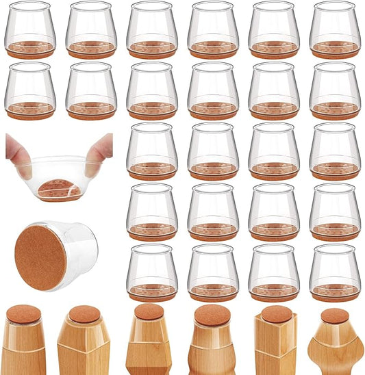24Pcs Silicone Chair Leg Floor Protectors, Felt Furniture Pads for Hardwood Floors, Rubber Chair Leg Protectors for Hardwood Floors, Chair Leg Caps Chair Leg Covers for Wooden Floors(Clear, Large) | Furniture Cups - TrueDesk